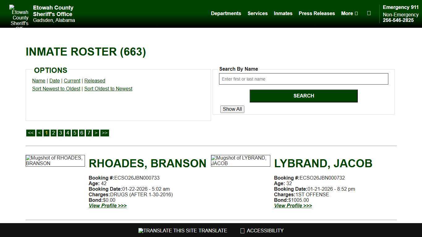 Inmate Roster - Current Inmates Booking Date Descending - Etowah County Sheriff's Office