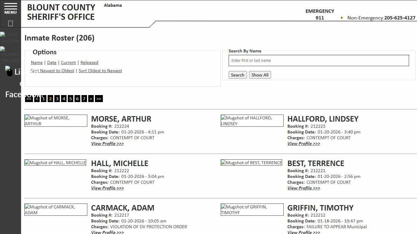 Inmate Roster - Page 2 Current Inmates Booking Date Descending - Blount County Sheriff AL