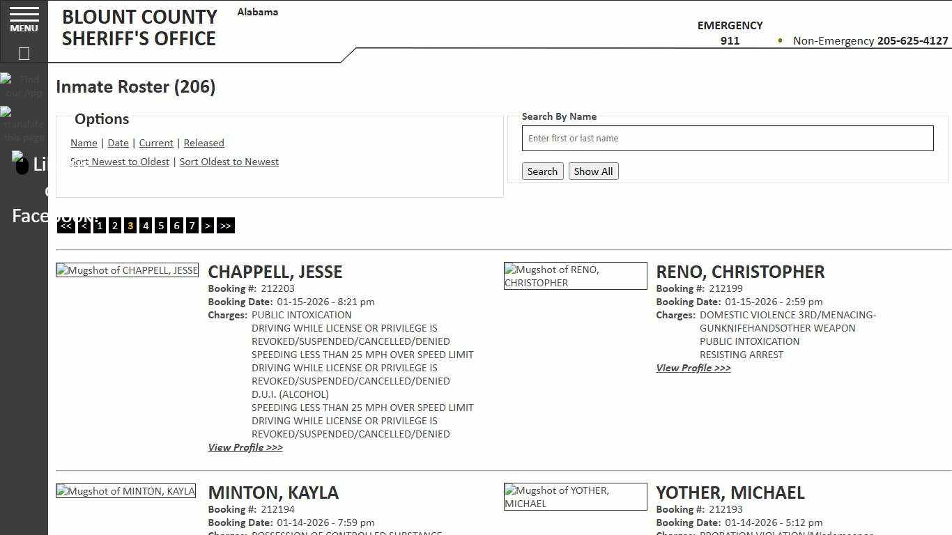 Inmate Roster - Page 3 Current Inmates Booking Date Descending - Blount County Sheriff AL